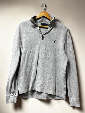 Polo Ralph Lauren 100% Cotton Heather Gray Quarter-Zip Pullover size M